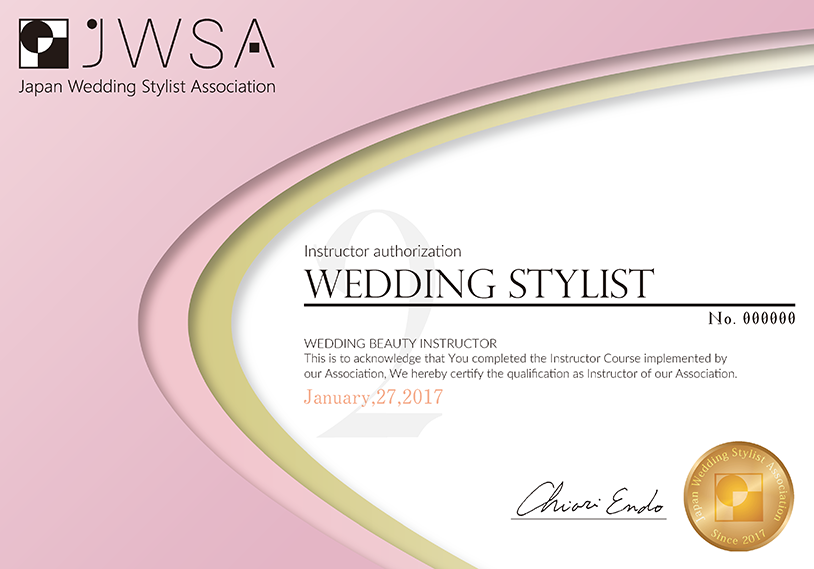 WEDDING BEAUTY INSTRUCTOR ディプロマ